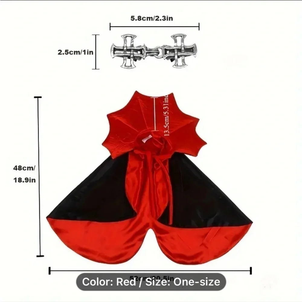 Cat Vampire Cape New black and red with gothic clasp